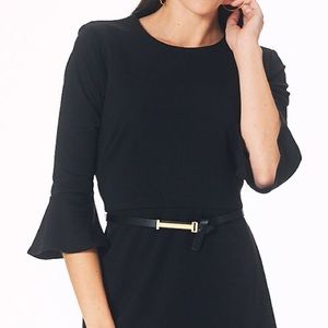 Sharagano Ruffle Sleeve & Hem Ponte Belted Dress